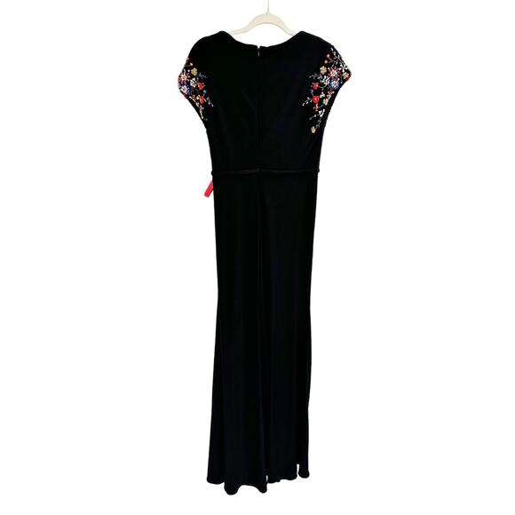 Mac Duggal 55709 Black Embellished Sleeve Jersey Wrap Gown Size 6 - Picture 7 of 8